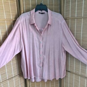 Jane + Delancey washed out pink long sleeve button up blouse 2X